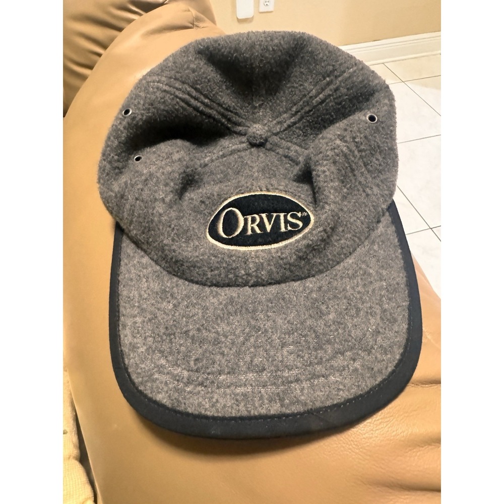 Vintage Orvis USA Gray Wool Felt Strapback Hat Cap Made In USA Embroidered Logo - Picture 1 of 8